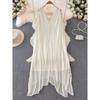 Travel Vacation Photography Beach Dress Female 2024 Summer Sexy Backless Halter Loose and Irregular Chiffon Dress