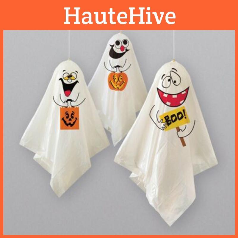 Haunted 3 Halloween Hanging White Ghost Spooks Party Decoration Outdoor Indoor