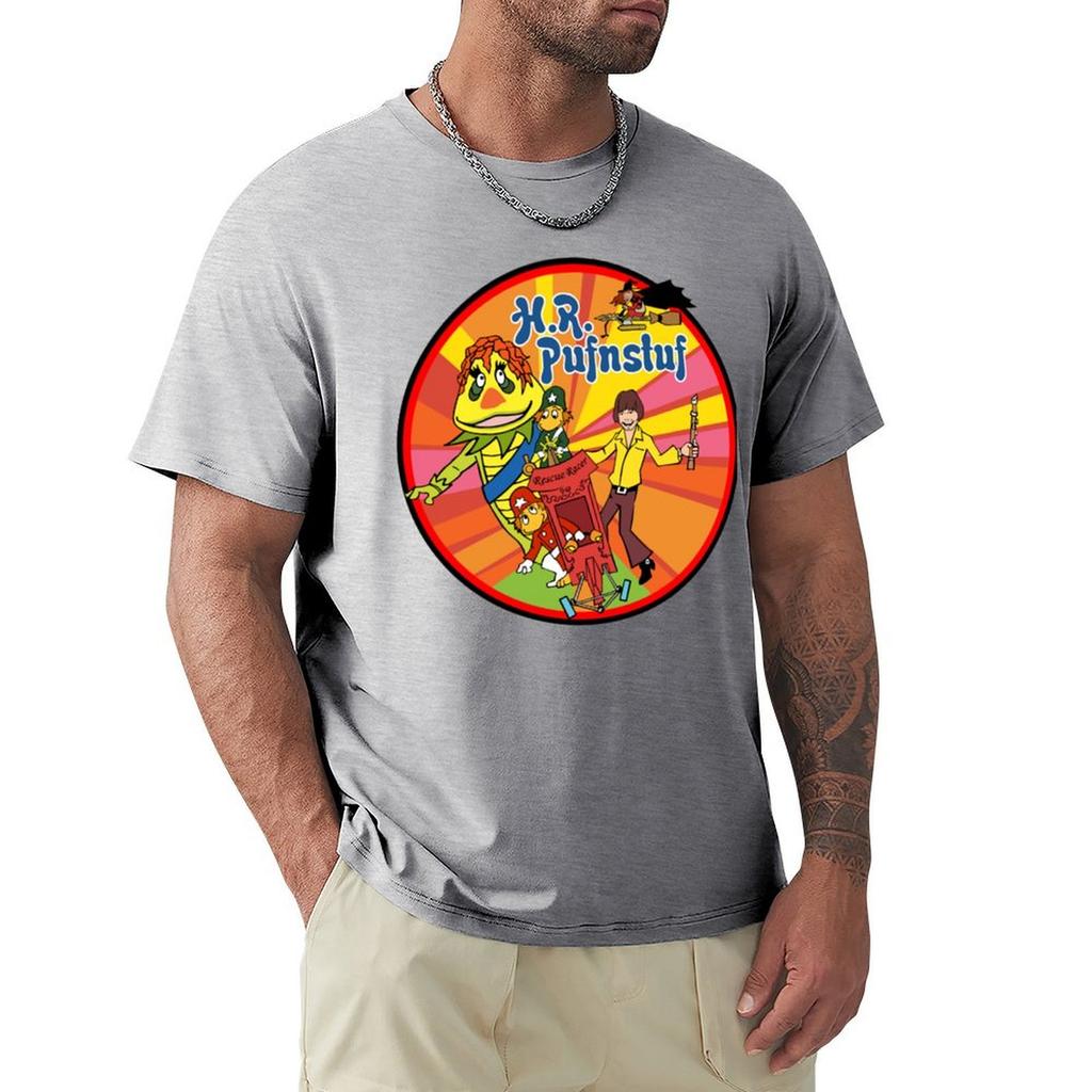 Hr H R Pufnstuf Puff Stuff Puff N Stuff Наклейка на рубашку Худи Маска Футболка Новое издание Хиппи Одежда Однотонные Черные Футболки Мужские