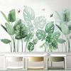 Зеленые тропические растения, листья, наклейки, бордюрный декор, украшение для угла гостиной, стены, съемные виниловые художественные наклейки