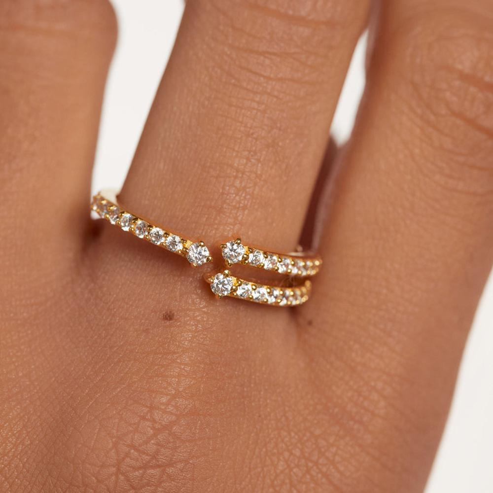 ANDYWEN Кольцо SISI из стерлингового серебра 925 пробы с тремя линиями, геометрические роскошные блестящие драгоценности для женщин, 2023 год, свадебные украшения, подарок