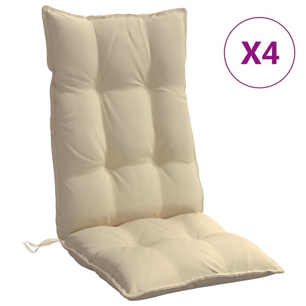 High Back Seat Cushions 4 pcs Beige Oxford Fabric