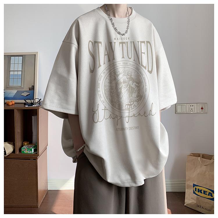 Летняя мужская футболка с коротким рукавом и принтом в виде граффити на английском языке, модная хлопковая футболка, модный брендовый топ