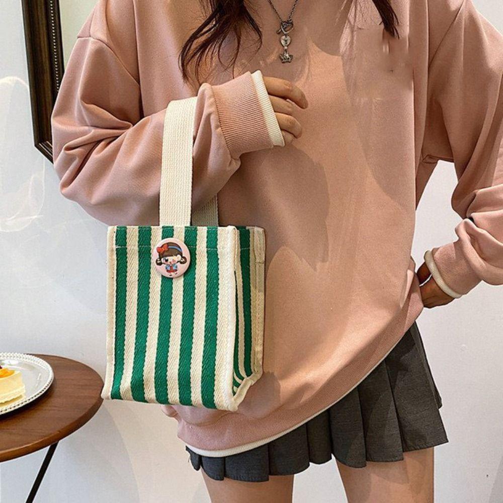 Striped Messenger Bag Cartoon Lunch Bag Fashion Hand Bags  Picnic