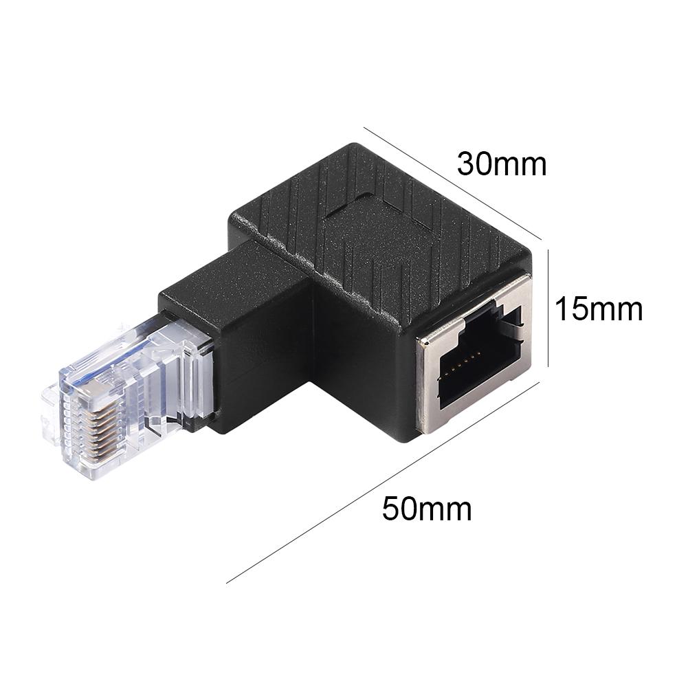 RJ45 Male To Female Converter 90 Degree Extension Adapter LAN Ethernet Connector