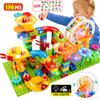 36-186PCS Big Size Marble Race Run Particle Scenes LED Light Slide Funnel Ferris Wheel Building Blocks City Brick Toy For Kids