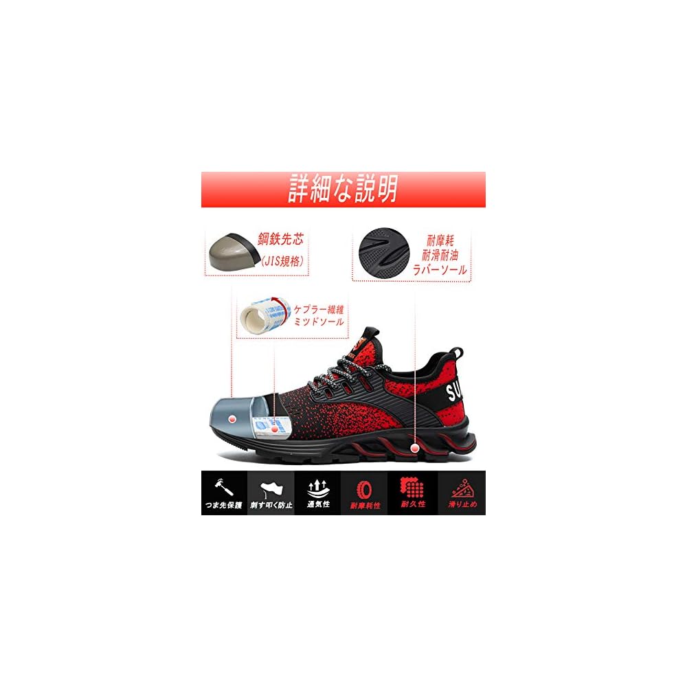 SUADEX Popular Safety Sneakers - Red - Safety Shoes, Work Shoes, Sneakers for Construction Sites,