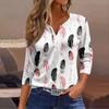 Women's T Shirt Tee Print Button 3/4 Sleeve Daily Weekend Fashion Basic V Neck Regular Top