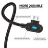 Угловой кабель-зарядка 90 градусов со светодиодной подсветкой, Micro USB, Type C, кабель для передачи данных, кабель для быстрой зарядки