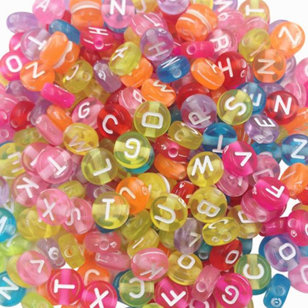 Mixed Letter Acrylic Beads Round Flat Alphabet Digital Cube Loose Spacer Beads For Jewelry Making Handmade Diy Bracelet Necklace