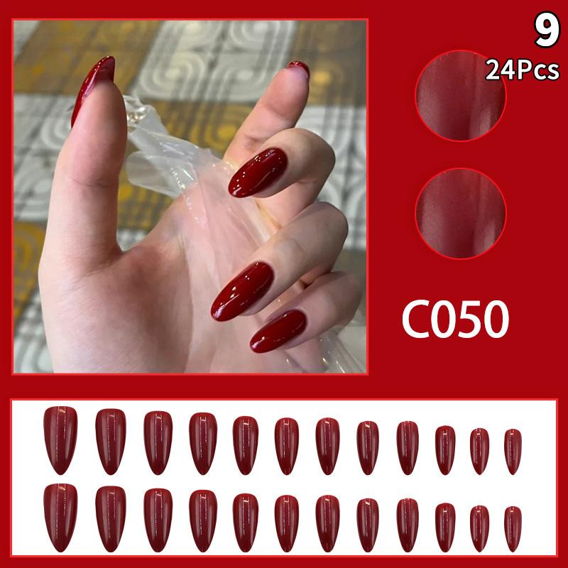 24 шт. однотонных цветных накладных ногтей с гелем на окрашенных многоразовых минималистичных стилях, быстросъемных, полностью готовых накладных ногтей