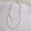 French Style Retro Faux Pearls Necklace Women Long White Three Layered Faux Pearls Luxury Sweater Necklace Jewelry Gift