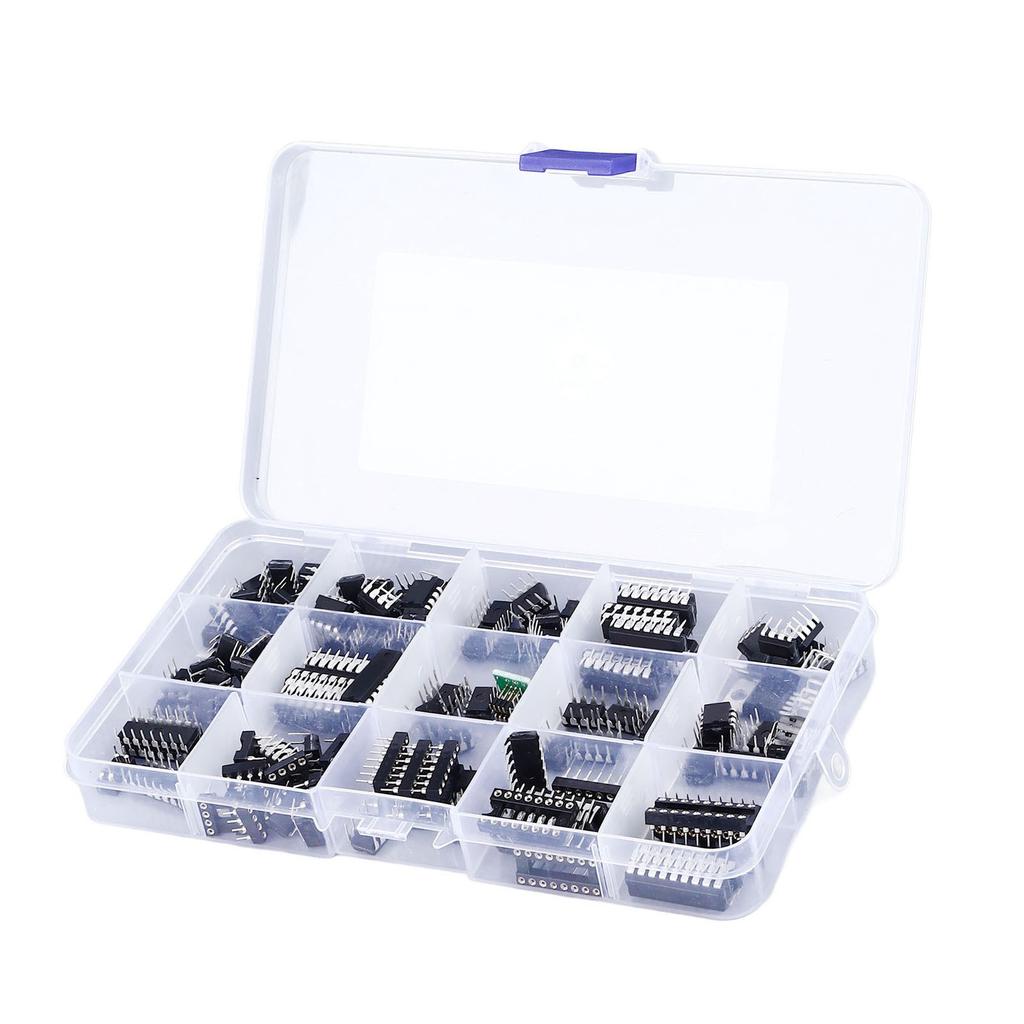 150 шт. 10 типов микросхем, микросхемы с плоскими выводами в ассортименте, набор адаптеров для сокетов микросхем