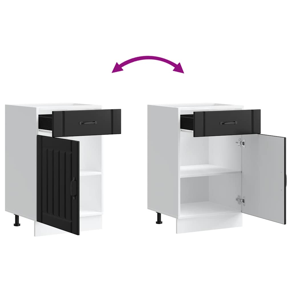 Kitchen Base Cabinet Lucca Black Particleboard