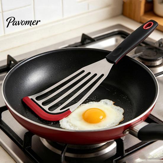 Термостойкая кухонная лопатка с ручкой из нержавеющей стали, силиконовая лопатка для рыбы, пищевая эргономичная лопатка для посуды с антипригарным покрытием, ручка с антипригарным покрытием,