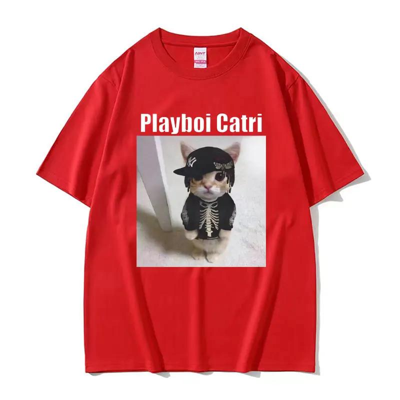 Футболка Playboi Carti Cute Cat Meme Funny Narcissist Opium для мужчин и женщин, модная футболка в стиле хип-хоп, повседневные футболки, женская одежда