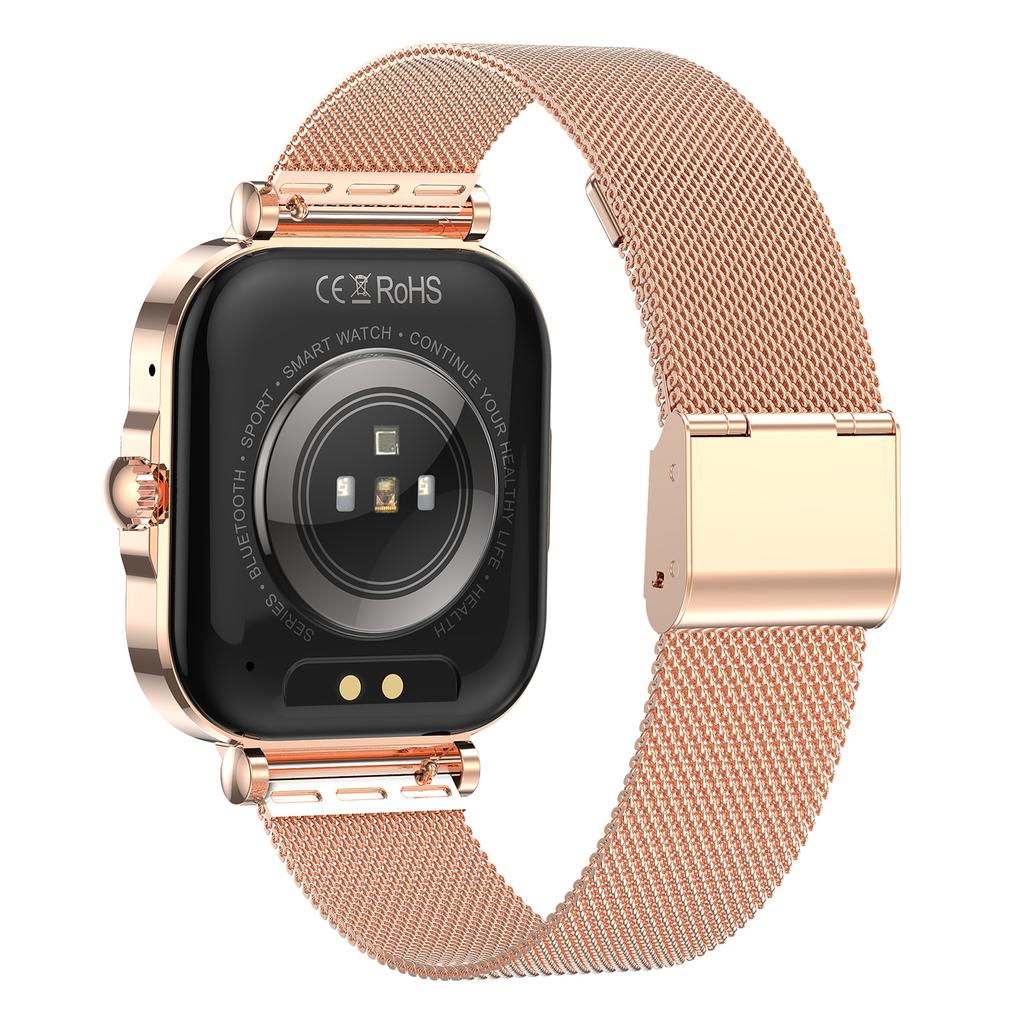 HK82 1,75-дюймовый AMOLED квадратный экран NFC умные часы монитор здоровья наручные часы, стальной ремешок