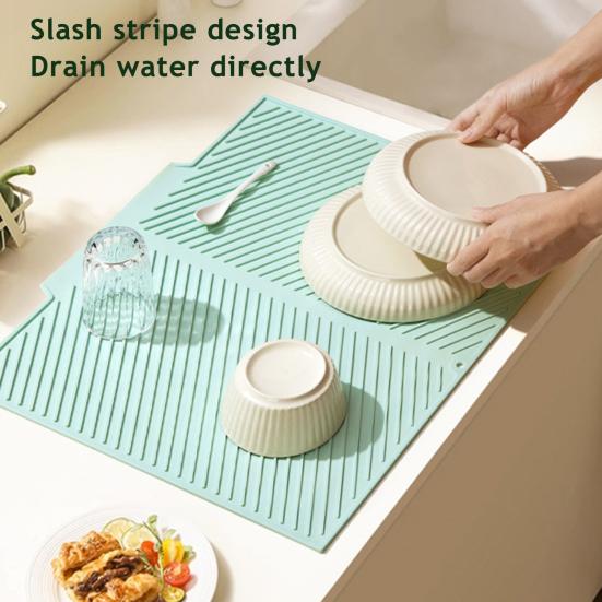 Силиконовый коврик для сушки посуды для кухонной столешницы, быстросохнущий, термостойкий, подставка для кастрюль, силиконовый коврик, нескользящая подкладка для защиты разделочной доски