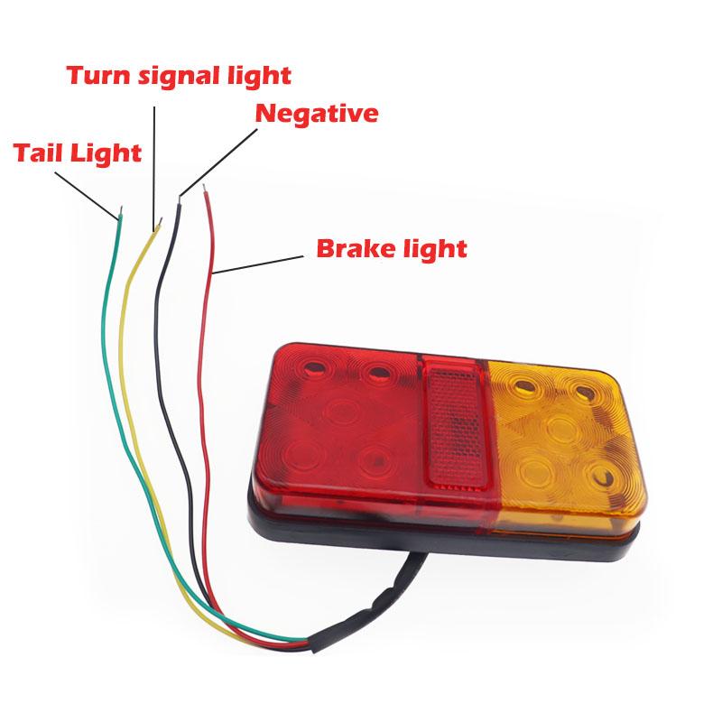 2Pcs Trailer Tail Lights 12V 24V 10-80V 10LED Lamp Trailer Tractor Turn Signal Brake Light Red Amber Forklift Tail Lamp