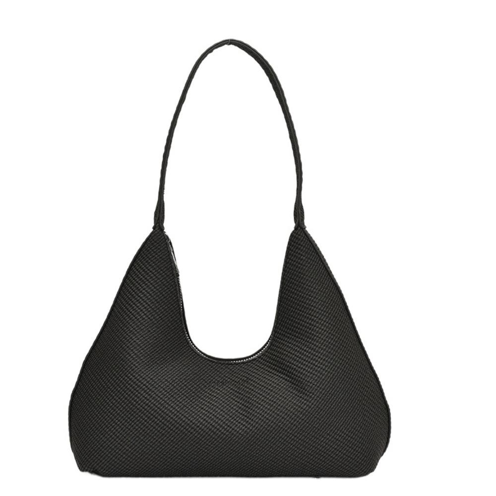 Elegant French Underarm Bag Solid Color Texture Handbag Shoulder Bag PU Hobo Bag Party