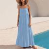 Женское однотонное богемное повседневное пляжное платье плиссированное нерегулярное платье Пляжное длинное платье