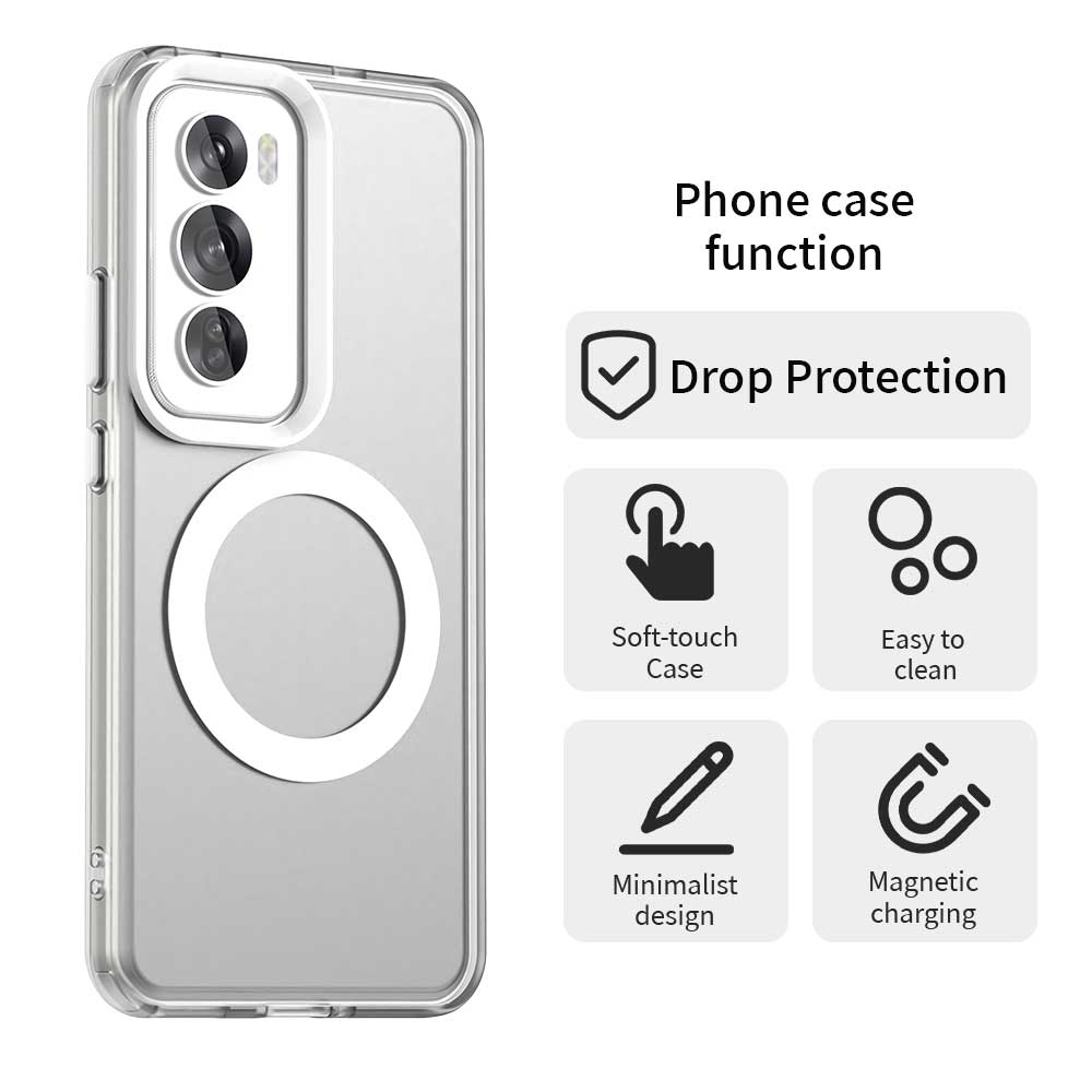 Для OPPO Reno 12 12 Pro Тонкий Противоударный Ударопрочный Матовый Чехол для Телефона с Магнитным Креплением и Защитой от Отпечатков Пальцев