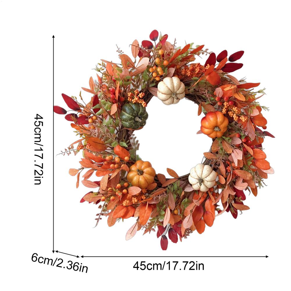 11cm Autumn wreath pendant Harvest Festival Maple Leaves Pumpkin Wreath Door Hanging Simulation Wreath Thanksgiving decor