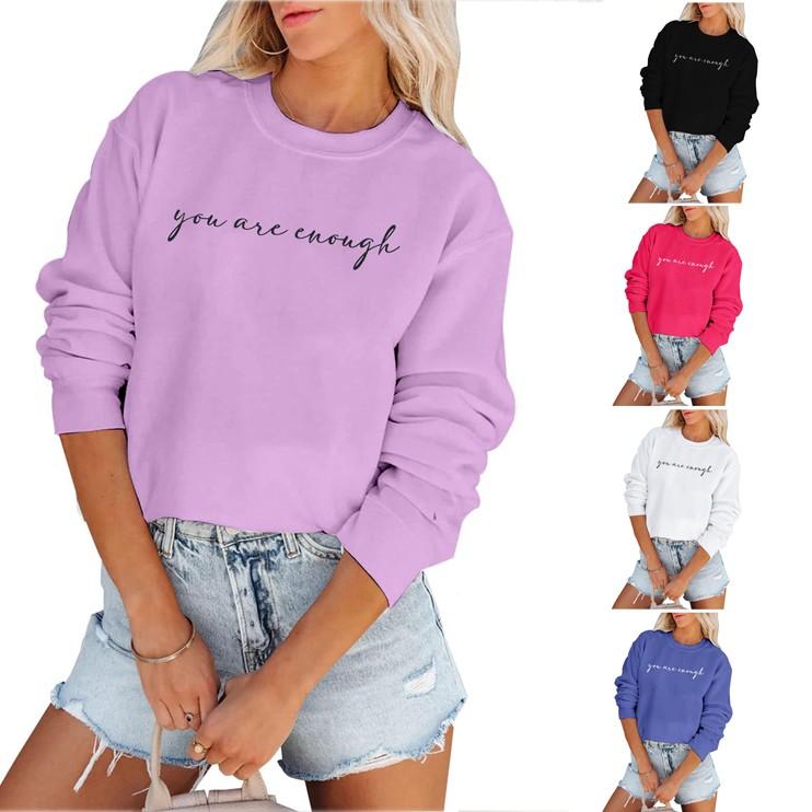 Women's Fashion Daily Versatile Casual Round Neck Sweatshirt Long Sleeve Printed Top