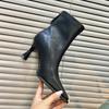 Black High-heeled Short Boots Women's Pointed Thin Boots New Thin Heels and Bare Boots Socks Boots Temperament Spring and Autumn Single Boots