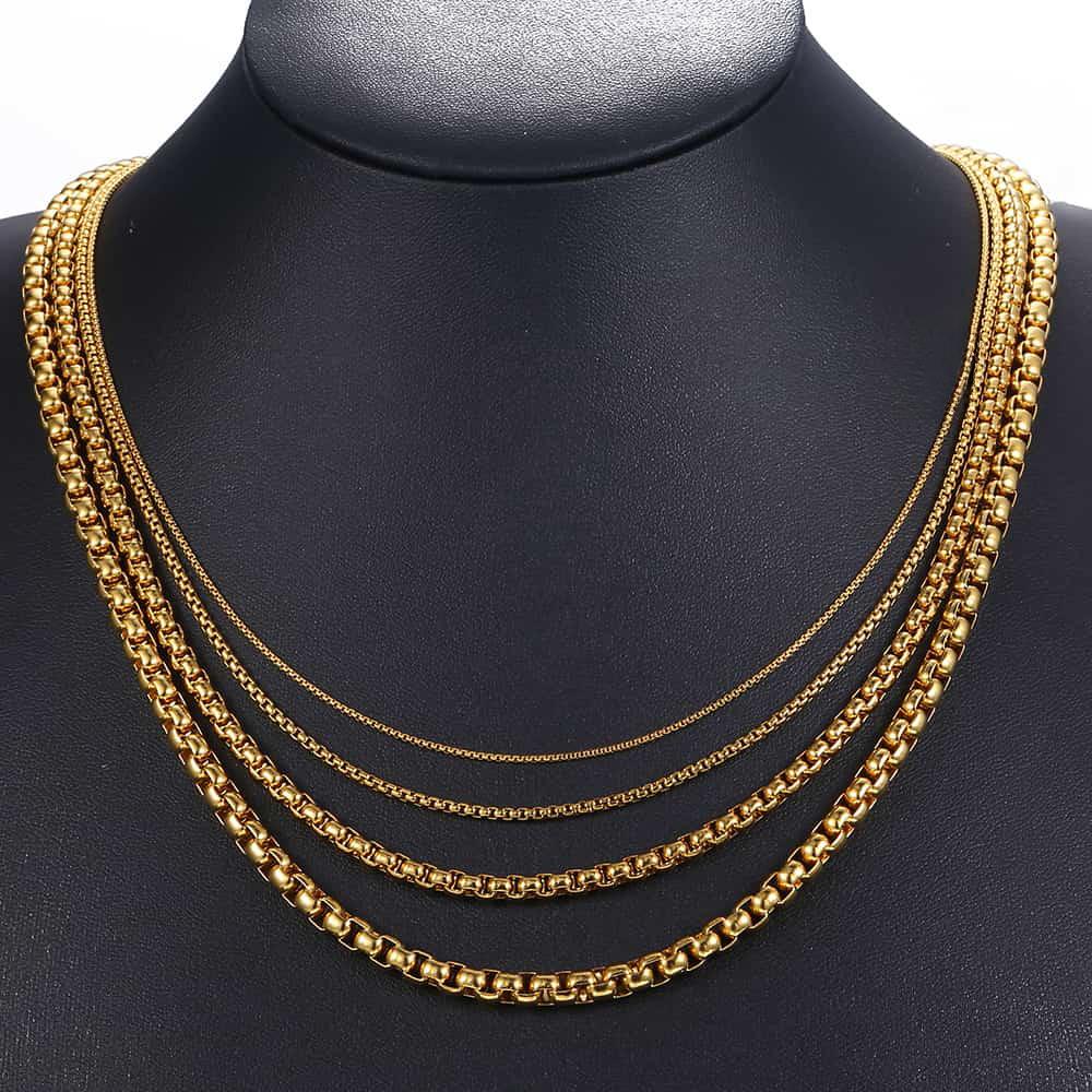 Простые 2-5 мм цепочки Rolo Box для женщин и мужчин, антиаллергенные ожерелья из нержавеющей стали, ювелирные изделия