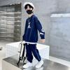 Весенне-осенняя мода для мальчиков, толстовка с принтом, спортивные штаны, спортивный костюм из двух частей