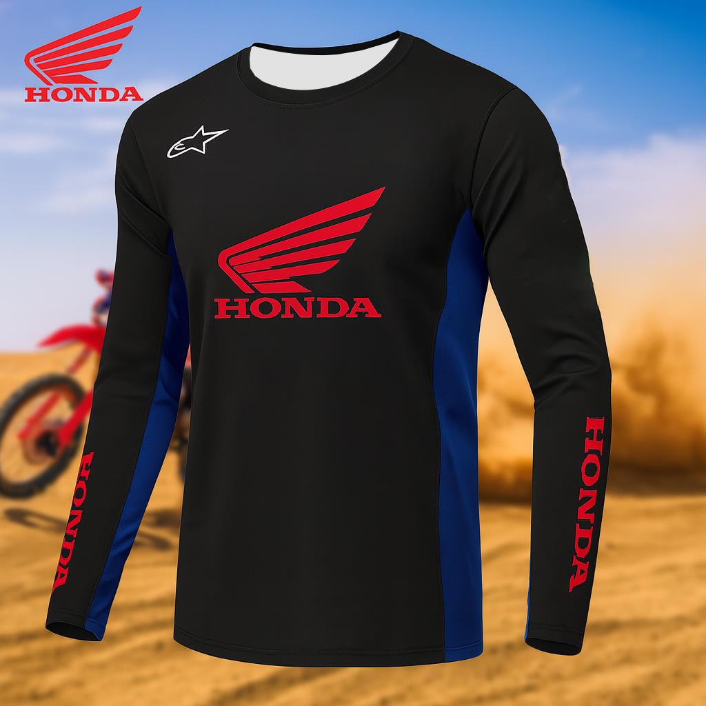 Honda Футболка с длинным рукавом, дышащая, быстросохнущая одежда, спортивная рубашка, подходящая для райдеров по бездорожью и горных байкеров