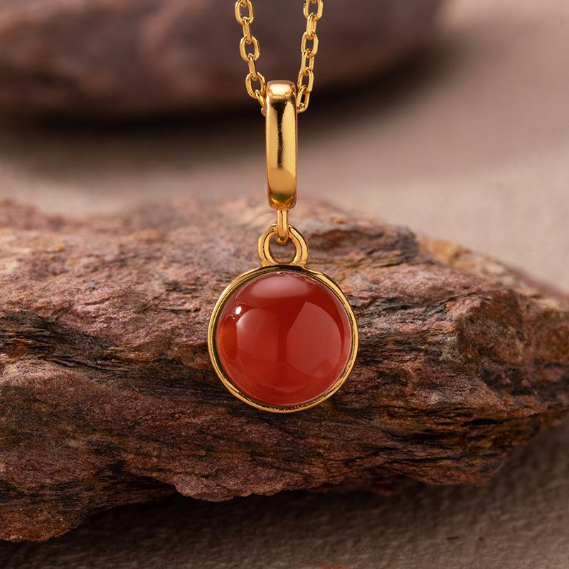 Минималистичный Стиль Натуральный Хэтяньский Нефрит Тигровый Глаз Синий Золотой Агат Цветной Талисман Подвеска Ожерелье Женское S925 Стерлинговое Серебро Новые Серьги