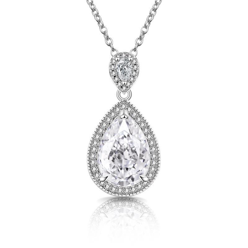 Fashionable Waterdrop Necklace High Carbon Diamond Zircon Ice Cut Necklace for Female Clavicle Chain Engagement Gift