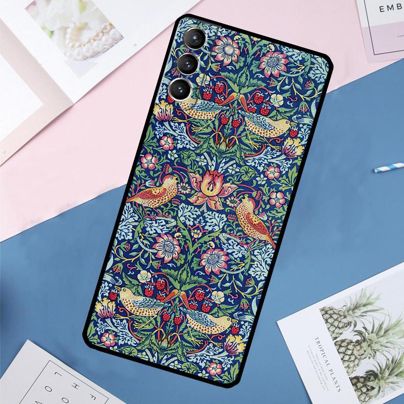 Чехол William Morris Strawberry Thief для Samsung Galaxy S22 S23 S24 Ultra S9 S10 Plus Note 10 20 Ultra S20 S21 FE