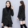 Женские осенне-зимние женские твидовые шерстяные пальто, модный повседневный пиджак, винтажное женское пальто с длинным рукавом, верхняя одежда