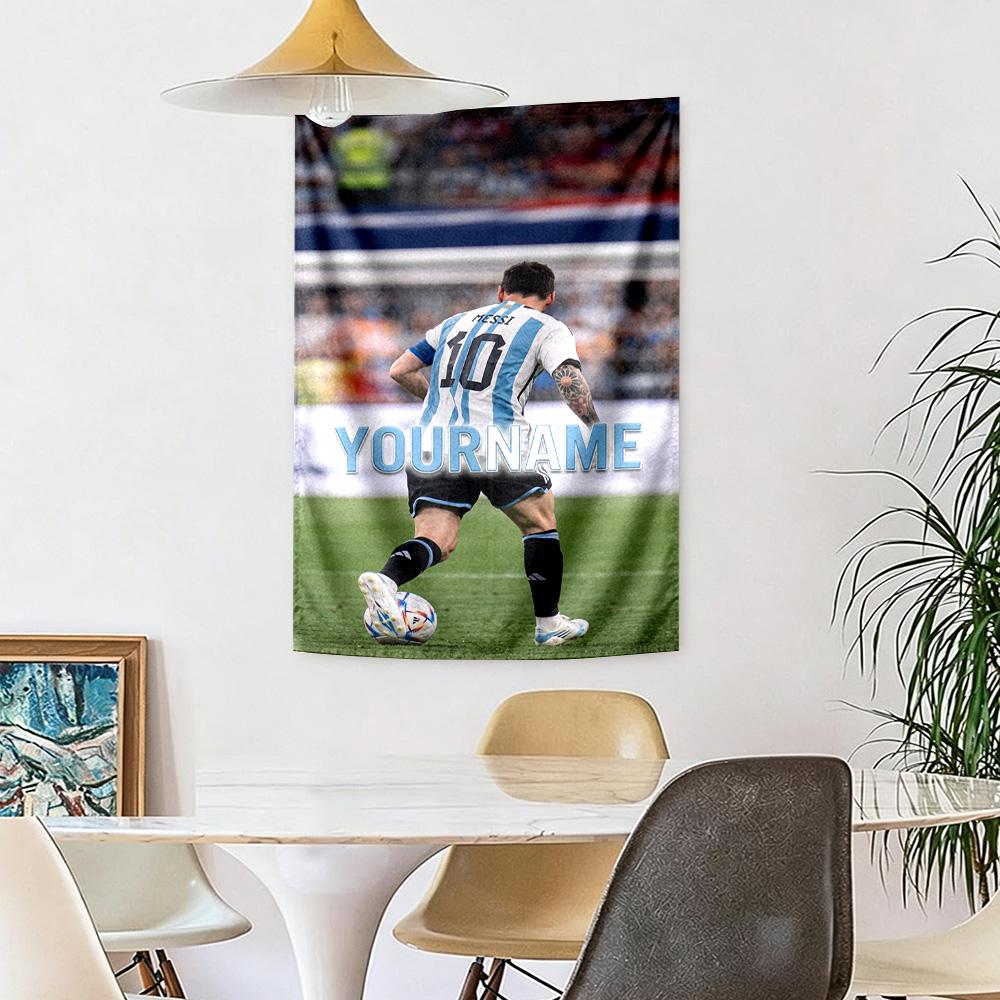 Messi Custom Your Name Wall Decor Tapestry Art For Pet Memorial Birthdaywedding Party Backdrop Family Gift