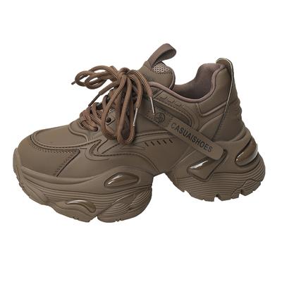 Мода 6 см Осень Весна Женские Нескользящие Туфли на Высокой Платформе Клиновидные Каблуки Повседневные Увеличивающие Рост Массивные Кроссовки Женские Кожаные Туфли