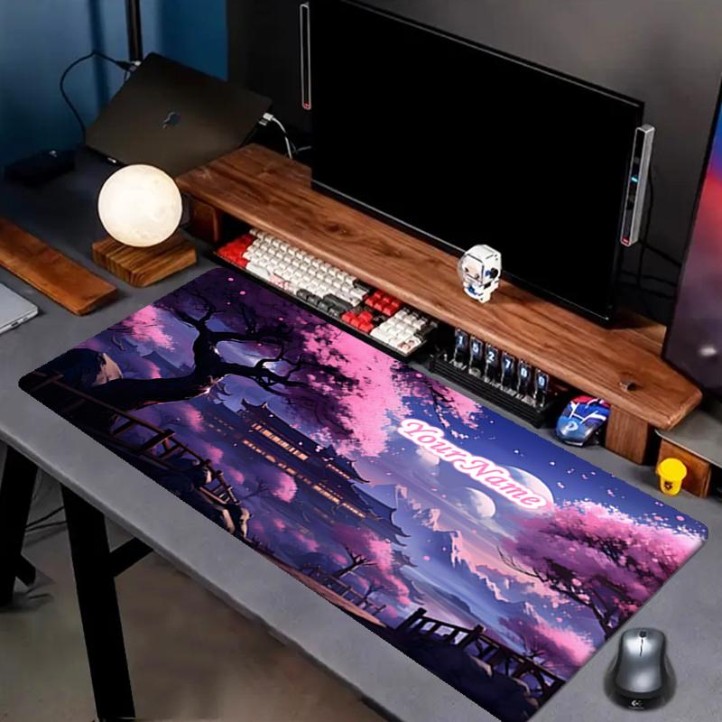 1PC Custom Name Cherry Blossom Fantasy Landscape Mouse pad, keyboard and mouse desk pad, for computer notebook Birthday Gift For Any Room Or Office