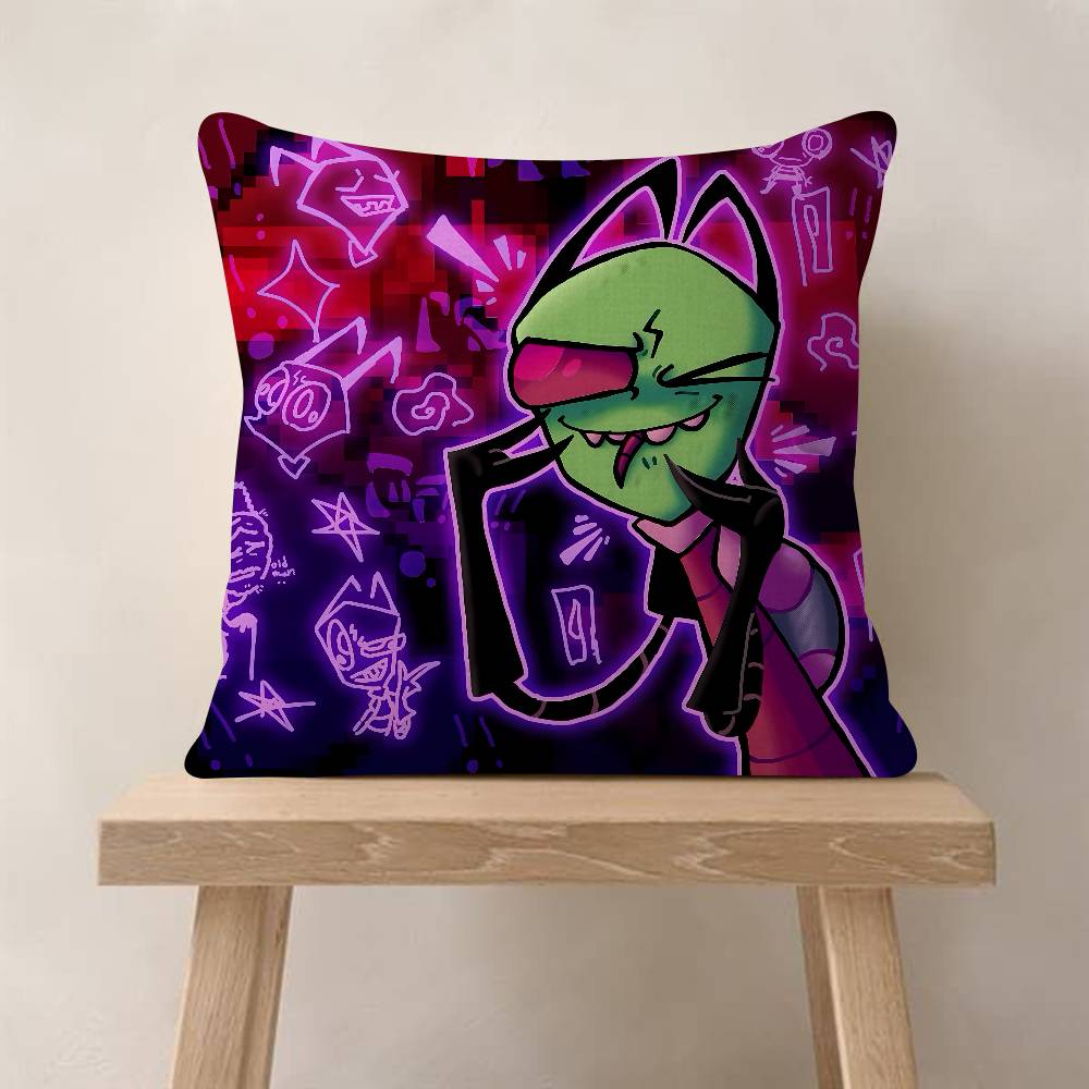 Funny Anime IInvader ZIM Pillow Case Fashion Square Pillowcase Bedroom Sofa Room Ins Decoration Leisure