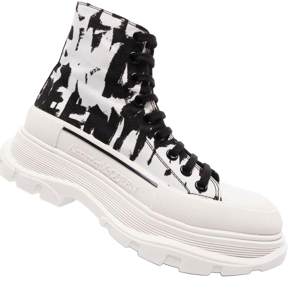 (WMNS) Alexander McQueen McQueen Graffiti Tread Slick Boots 'White Black' Women's 708089W4TG49356