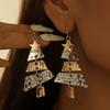 Vintage Metal Christmas Tree Long Drop Earrings for Fashion Women Girls Holiday Party Jewelry Acccessories Christmas Gift