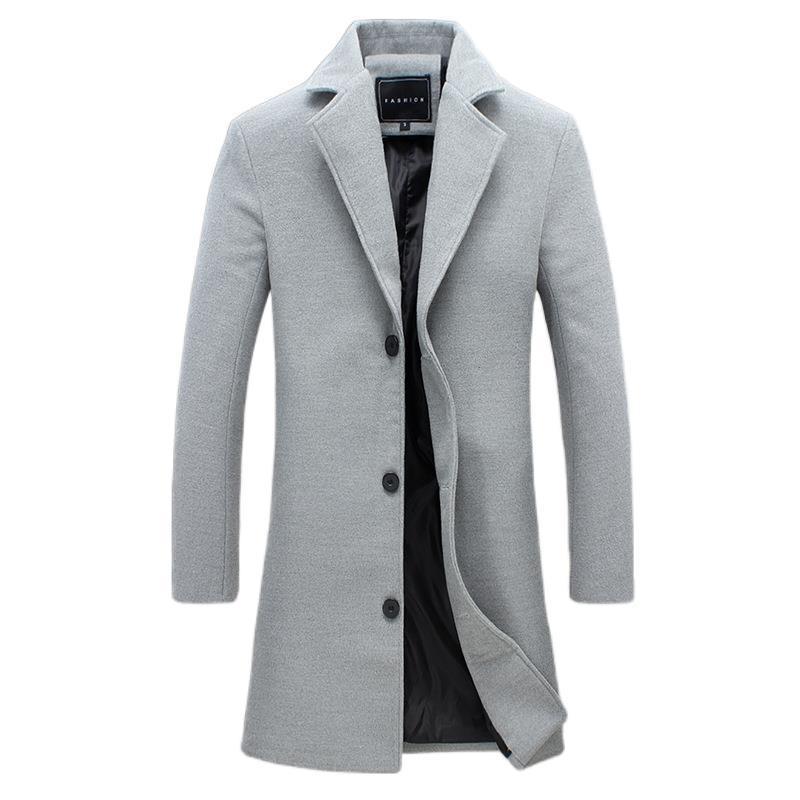 Мужское пальто Мужская одежда Корейская версия Slim Fit Среднего и длинного тренча Мужская тканевая куртка