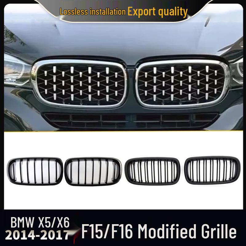 Совместимая черная решетка радиатора "ноздри" для BMW X5/X6 F15/F16 (2014-2017).