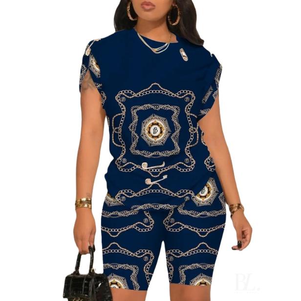 Летний комплект из свободного покроя с 3D-принтом, топ и шорты, повседневные комплекты из двух предметов одежды для женщин, спортивные костюмы