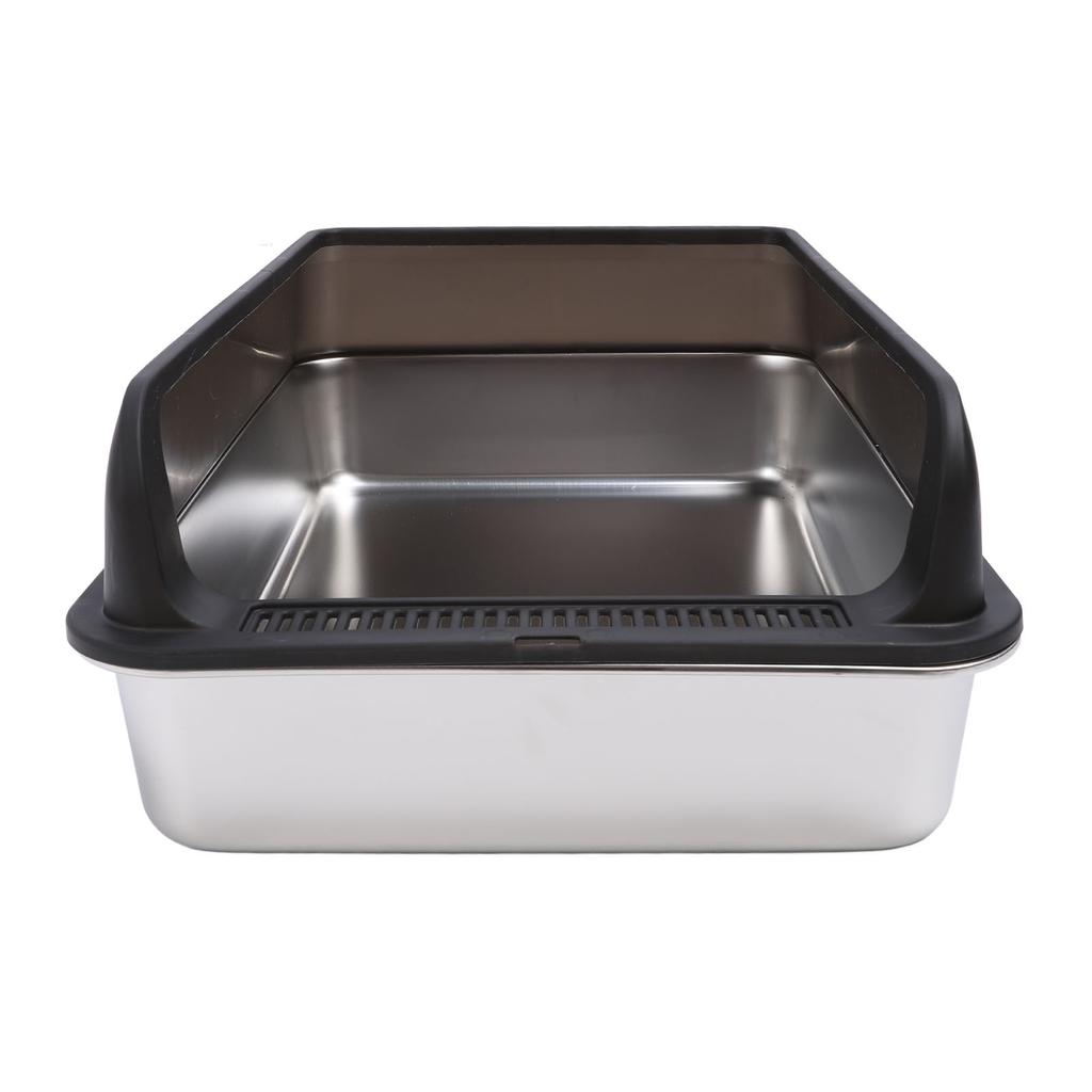 Stainless Steel Litter Box Anti Splashing Odorless Easy To Clean High Sides Semi Enclosed Cat