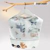 Waterproof Cotton Baby Bib: Reversible, Cartoon Design, Wash-Free Bib for Eating.