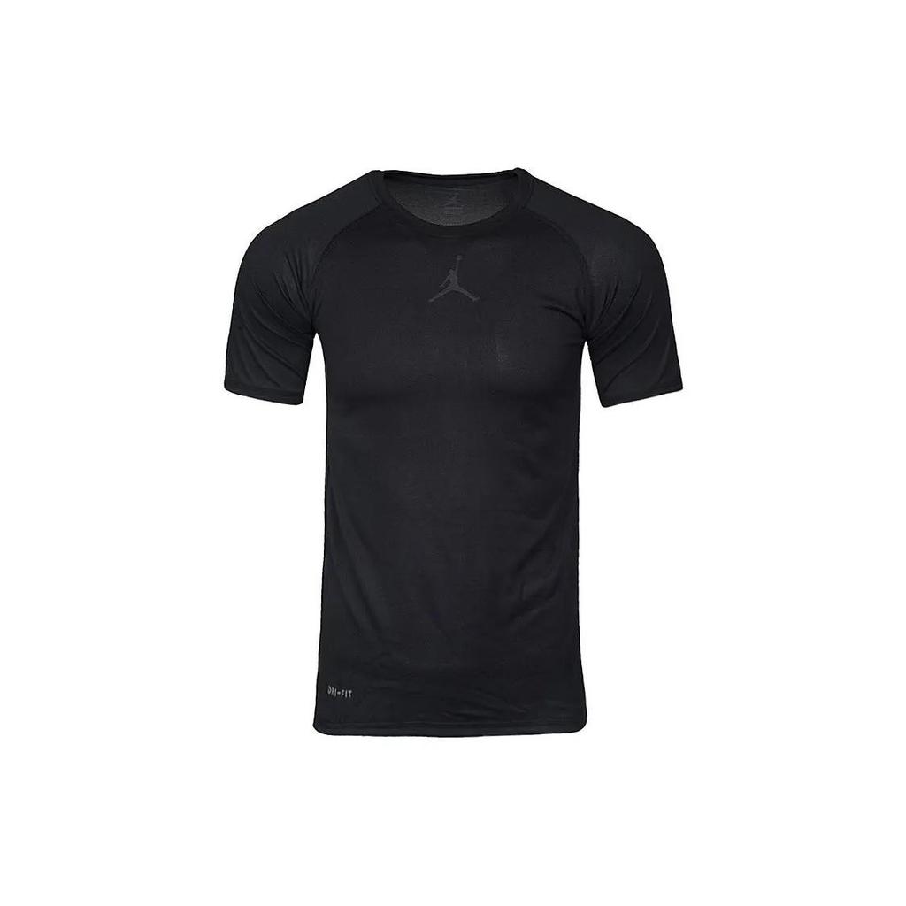 Jordan T Shirts Men's Black Crew Neck Moderate Straight Fit (Unisex) T-Shirts 866591 010