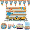 Blippi Birthday Party Supplies Paper Cups Plates Banner Straw Kids Balloon Decor