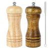 Мельница для перца и соли из 2 предметов, поставляется с чистящим средством, изготовлена из дуба Voocye, керамики Crystal Rock, мельница с регулируемой степенью помола, набор из белого и коричневого цветов, ручная работа,